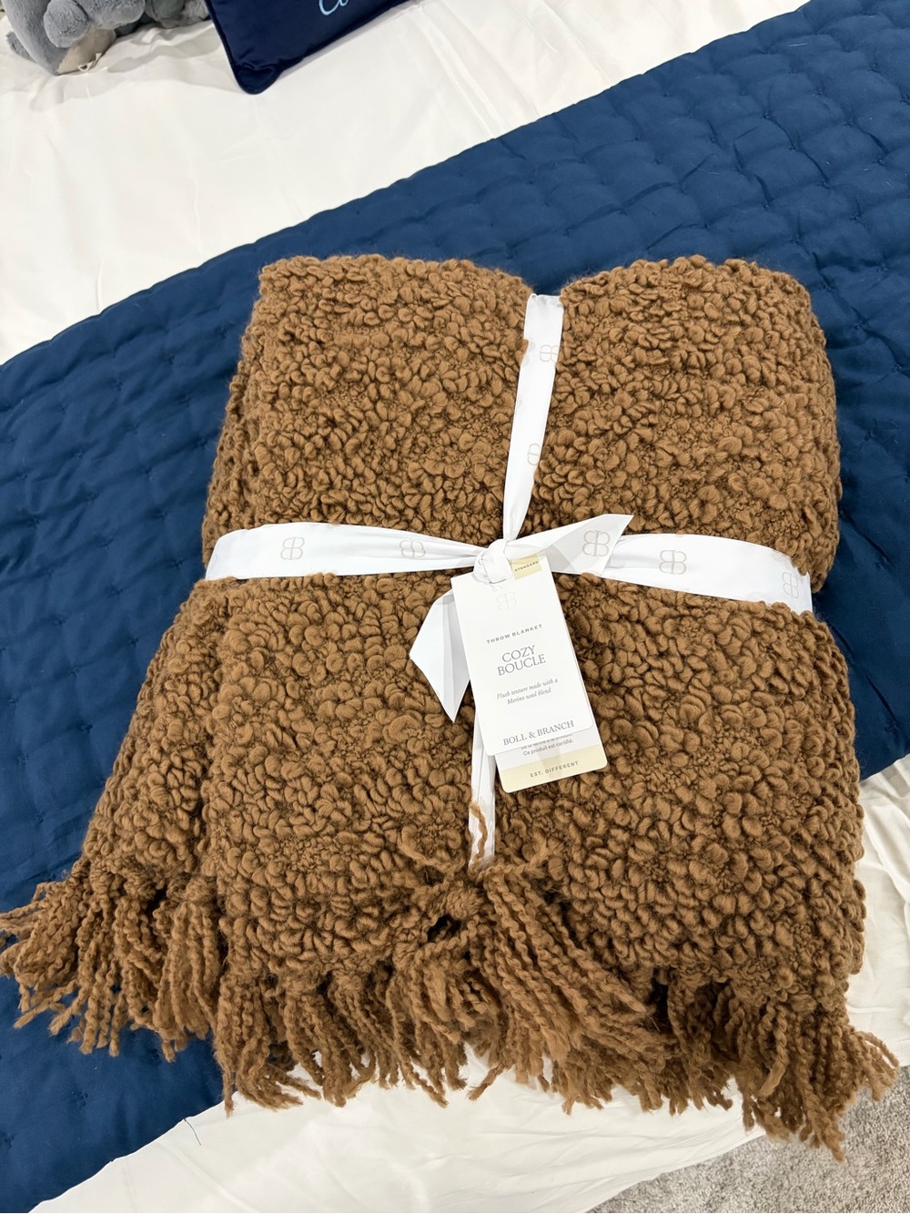 Cozy Bouclé Throw Blanket in Brown by Boll & Branch